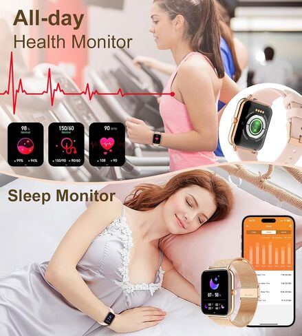 Smart Watch for Women with Bluetooth Call Answer/Dail,1.85" DIY Dial Fitness Watch with Heart Rate Sleep Monitor Step Counter Calorie Sports Modes Waterproof Women's Smart Watch for Android iOS in Saudi Arabia
