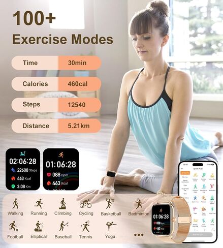 Smart Watch for Women with Bluetooth Call Answer/Dail,1.85" DIY Dial Fitness Watch with Heart Rate Sleep Monitor Step Counter Calorie Sports Modes Waterproof Women's Smart Watch for Android iOS in Saudi Arabia