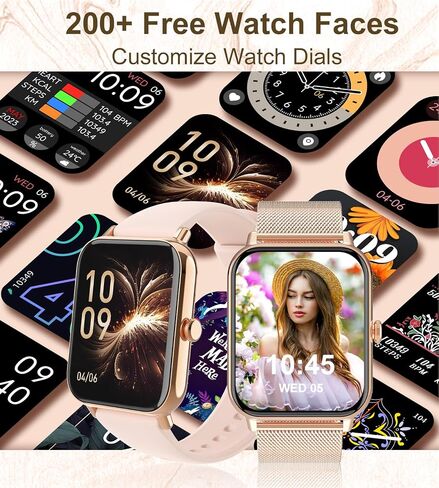 Smart Watch for Women with Bluetooth Call Answer/Dail,1.85" DIY Dial Fitness Watch with Heart Rate Sleep Monitor Step Counter Calorie Sports Modes Waterproof Women's Smart Watch for Android iOS in Saudi Arabia