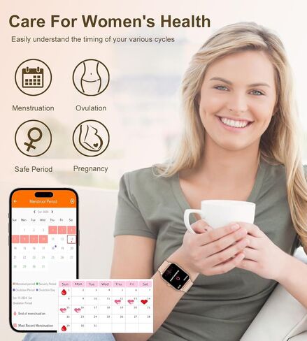 Smart Watch for Women with Bluetooth Call Answer/Dail,1.85" DIY Dial Fitness Watch with Heart Rate Sleep Monitor Step Counter Calorie Sports Modes Waterproof Women's Smart Watch for Android iOS in Saudi Arabia