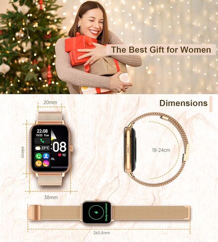 Smart Watch for Women with Bluetooth Call Answer/Dail,1.85" DIY Dial Fitness Watch with Heart Rate Sleep Monitor Step Counter Calorie Sports Modes Waterproof Women's Smart Watch for Android iOS in Saudi Arabia