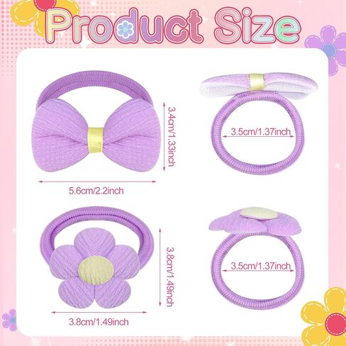 48Pcs Toddle Hair Ties for Girls Baby hair tie Flower and Bows Hair Ties for Little Girls Candy Bow Seamless Ponytail Holders for Toddler Infant Thick Thin Hair Hair Accessories in Saudi Arabia