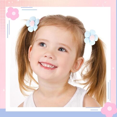 48Pcs Toddle Hair Ties for Girls Baby hair tie Flower and Bows Hair Ties for Little Girls Candy Bow Seamless Ponytail Holders for Toddler Infant Thick Thin Hair Hair Accessories in Saudi Arabia