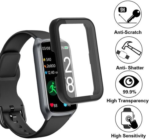 Watch Cases compatible with Amzhero Runfit D26 1.47" Fitness Tracker Smart watch, Hard PC Case with Tempered Glass Screen Protector, Protecting Watch Body & Screen in Saudi Arabia