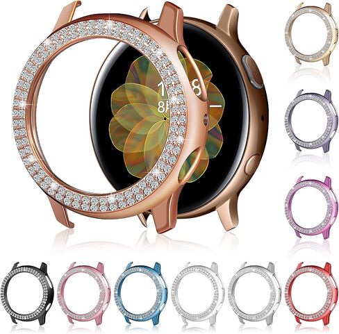 Weewooday 10 Watch Case Protector Compatible with Samsung Galaxy Watch Active 2-40mm, Bling Crystal Rhinestone Watch Cover No Screen Film, Plated Hard Frame for Girl Women, 10 ColorsFD (40 mm) in Saudi Arabia