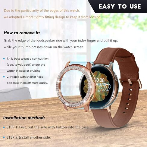 Weewooday 10 Watch Case Protector Compatible with Samsung Galaxy Watch Active 2-40mm, Bling Crystal Rhinestone Watch Cover No Screen Film, Plated Hard Frame for Girl Women, 10 ColorsFD (40 mm) in Saudi Arabia