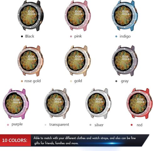 Weewooday 10 Watch Case Protector Compatible with Samsung Galaxy Watch Active 2-40mm, Bling Crystal Rhinestone Watch Cover No Screen Film, Plated Hard Frame for Girl Women, 10 ColorsFD (40 mm) in Saudi Arabia