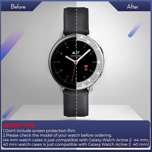 Weewooday 10 Watch Case Protector Compatible with Samsung Galaxy Watch Active 2-40mm, Bling Crystal Rhinestone Watch Cover No Screen Film, Plated Hard Frame for Girl Women, 10 ColorsFD (40 mm) in Saudi Arabia