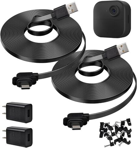 StartVision 2 Pack 20ft Blink Camera Power Cord USB-C Compatible with Blink Outdoor 2K+ / Outdoor 4 (4th Gen), Weather Resistant Power Adapter with Flat Extension Camera Cable (Camera Not Included) in Saudi Arabia