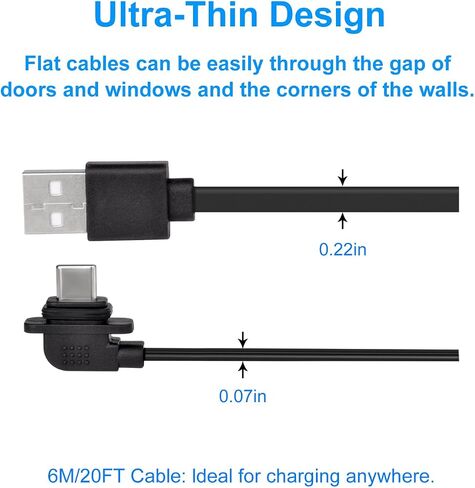 StartVision 2 Pack 20ft Blink Camera Power Cord USB-C Compatible with Blink Outdoor 2K+ / Outdoor 4 (4th Gen), Weather Resistant Power Adapter with Flat Extension Camera Cable (Camera Not Included) in Saudi Arabia