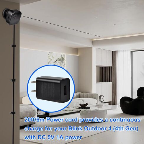 StartVision 2 Pack 20ft Blink Camera Power Cord USB-C Compatible with Blink Outdoor 2K+ / Outdoor 4 (4th Gen), Weather Resistant Power Adapter with Flat Extension Camera Cable (Camera Not Included) in Saudi Arabia