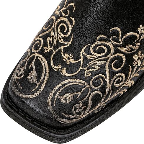 SheSole Women's Square Toe Cowboy Boots Floral Embroidered Cowgirl Western Boots Wide Calf in Saudi Arabia