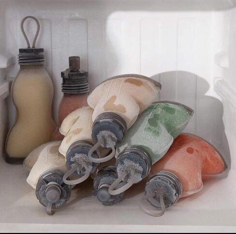 CaroDo Reusable Breast Milk Storage Bags with Cleaning Brush & Funnel - 250 ml 3 Pcs Silicone Breastmilk Storage Bag - Leak-Proof, BPA Free Self-Standing Milk Bags for breastmilk, Baby Food Pouches in Saudi Arabia