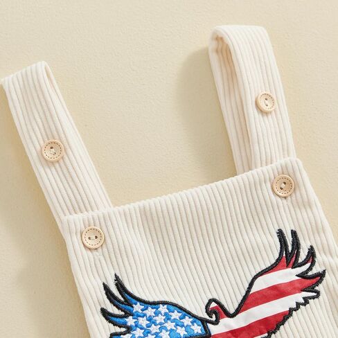 Baby Girl Boy 4th of July Clothes Eagle American Flag Overalls Corduroy Sleeveless Romper Summer Outfit in Saudi Arabia