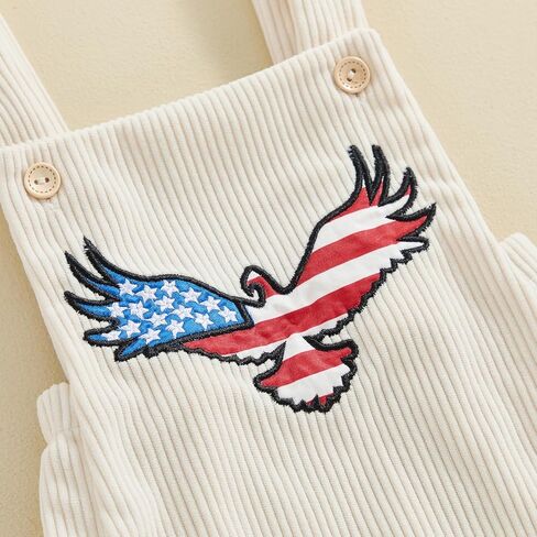 Baby Girl Boy 4th of July Clothes Eagle American Flag Overalls Corduroy Sleeveless Romper Summer Outfit in Saudi Arabia