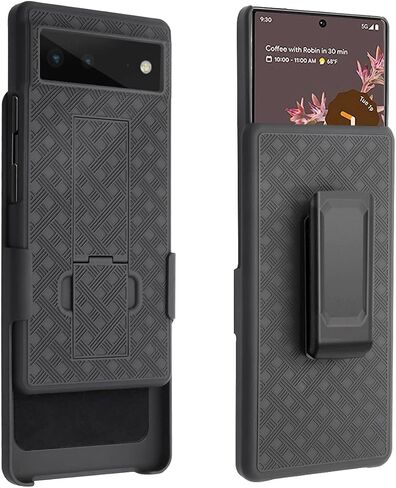 Fingic Compatible with Google Pixel 6 Holster Case Combo Shell Slim Rugged Case with Kickstand Swivel Belt Clip Holster Shockproof Cover for Google Pixel 6 2021(6.4 inch), Black in Saudi Arabia