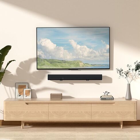 PUTORSEN Soundbar Mount Shelf Universal، دعامة تثبيت على الحائط Soundbar مع قاعدة مبطنة EVA ولاصق، يتصاعد شريط الصوت تحت دعامة تثبيت التلفزيون يناسب شريط الصوت مع أو بدون فتحات تصل إلى 33 رطل، أسود in Kuwait