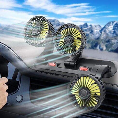 12V Car Fan，3-Head Car Cooling Fan，2-Speed Adjustable, 360° Rotating, Cigarette Lighter Plug,Portable Vehicle Cooling Fan, SUV/RV/Truck/Sedan in Saudi Arabia