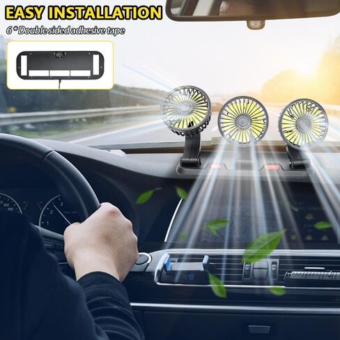 12V Car Fan，3-Head Car Cooling Fan，2-Speed Adjustable, 360° Rotating, Cigarette Lighter Plug,Portable Vehicle Cooling Fan, SUV/RV/Truck/Sedan in Saudi Arabia