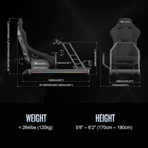Thermaltake GR500 Racing Simulator Cockpit, Compatible with Trustmaster, Logitech, Fanatec Racing Wheel, GSC-R50-CPASBB-01 in Saudi Arabia