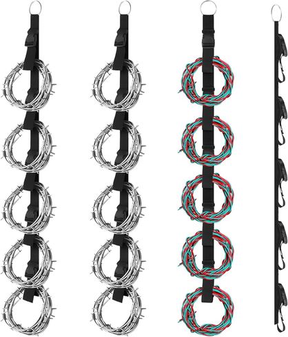 4 Pcs Extension Cord Organizer Storage System Heavy Duty Extension Cord Straps Management with Multiple Cord Holders Vertical Space Garage Garden Storage Organizer for Cable Hose Rope in Kuwait