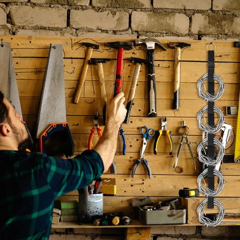 4 Pcs Extension Cord Organizer Storage System Heavy Duty Extension Cord Straps Management with Multiple Cord Holders Vertical Space Garage Garden Storage Organizer for Cable Hose Rope in Kuwait