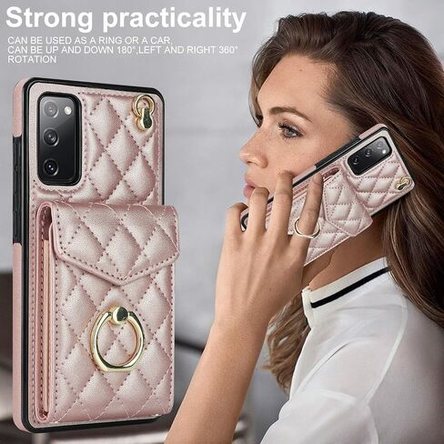 QLTYPRI Crossbody Wallet Case for Samsung Galaxy S20 FE, PU Leather Phone Case with RFID Blocking Card Slots Holder Ring Kickstand Wrist Strap Lanyard Handbag Purse Cover for Samsung S20 FE – Black in Saudi Arabia