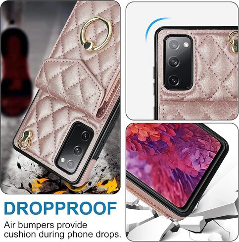 QLTYPRI Crossbody Wallet Case for Samsung Galaxy S20 FE, PU Leather Phone Case with RFID Blocking Card Slots Holder Ring Kickstand Wrist Strap Lanyard Handbag Purse Cover for Samsung S20 FE – Black in Saudi Arabia
