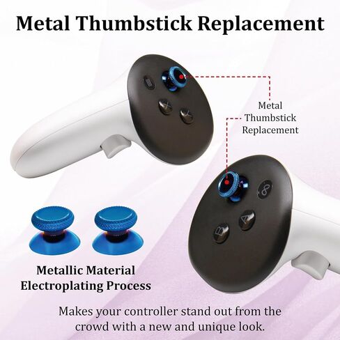 2PCS Metal Thumbsticks Replacement Compatible for Meta Quest3,quest3S,Oculus Quest2,Quest Pro Left and Right Controllers,VR Accessories Replacement Part Thumb Grip Cap Cover(Black) in Kuwait