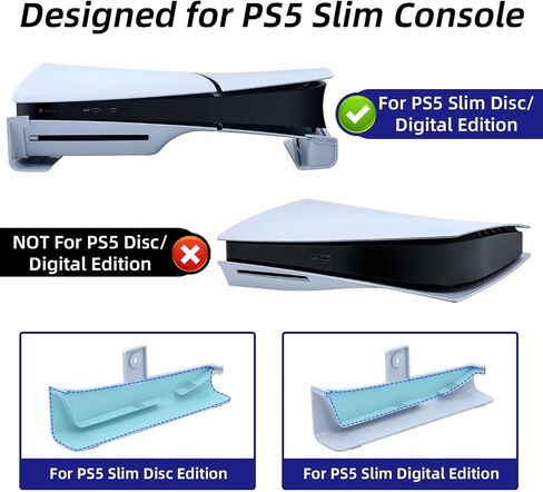 حامل Mcbazel الأفقي لوحدة التحكم PS5 Slim، ملحقات حامل القاعدة المتوافقة مع قرص PS5 النحيف ووحدة التحكم ذات الإصدار الرقمي - أبيض in Saudi Arabia