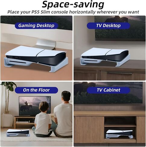حامل Mcbazel الأفقي لوحدة التحكم PS5 Slim، ملحقات حامل القاعدة المتوافقة مع قرص PS5 النحيف ووحدة التحكم ذات الإصدار الرقمي - أبيض in Saudi Arabia