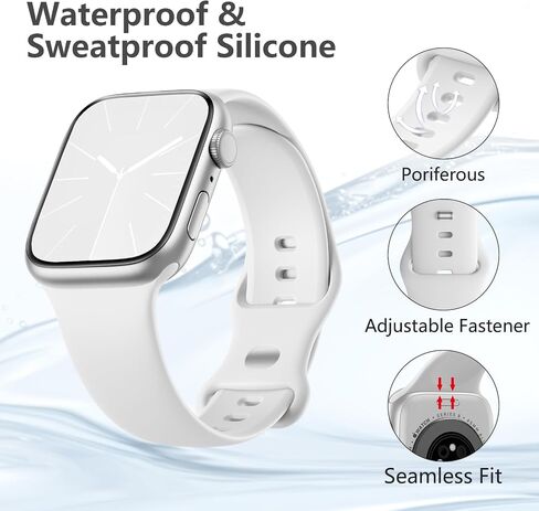 Sport Band Compatible with Apple Watch Band 38mm 40mm 41mm 42mm 44mm 45mm 49mm for Women Men, Soft Silicone Waterproof Replacement Strap for iWatch Bands Series 9 8 7 6 5 4 3 2 1 SE Ultra/Ultra 2 in Kuwait