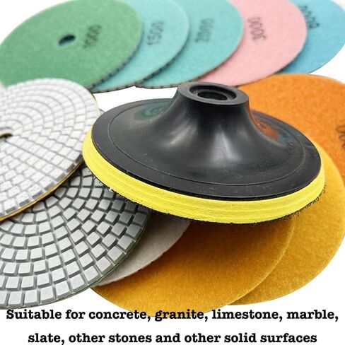 18pcs 4 inch Polishing Pad, Diamond Polishing Pad Kit with M14 Back Pad for Stone Marble Granite Polisher, Wet & Dry 30-10000 Grit Polishing Pad for Quartz Tile, Hook & Loop Design in Saudi Arabia
