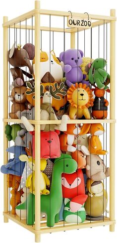 Stuffed Animal Zoo Storage Cage Wooden, 48''(4ft) Wood Extra Large Stuffed Animal Storage Basket, Toy Storage for Big Stuffed Animals, Large Toy Chest for Kids Girls Boys Toy Organizer Holder in Saudi Arabia