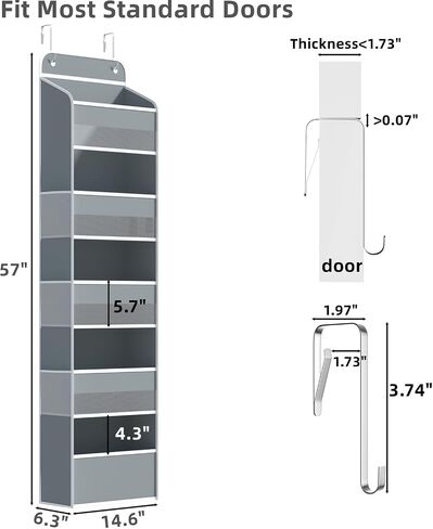 Over The Door Organizer, 5 Shelf Door Hanging Organizer with 6 Side Pockets, Anti Tilt 50lbs Weight Capacity Behind Door Storage for Bedroom, Bathroom, Pantry, Nursery, 1 Pack. (Black) in Saudi Arabia