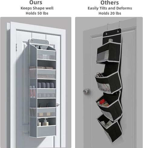 Over The Door Organizer, 5 Shelf Door Hanging Organizer with 6 Side Pockets, Anti Tilt 50lbs Weight Capacity Behind Door Storage for Bedroom, Bathroom, Pantry, Nursery, 1 Pack. (Black) in Saudi Arabia