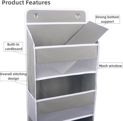 Over The Door Organizer, 5 Shelf Door Hanging Organizer with 6 Side Pockets, Anti Tilt 50lbs Weight Capacity Behind Door Storage for Bedroom, Bathroom, Pantry, Nursery, 1 Pack. (Black) in Saudi Arabia
