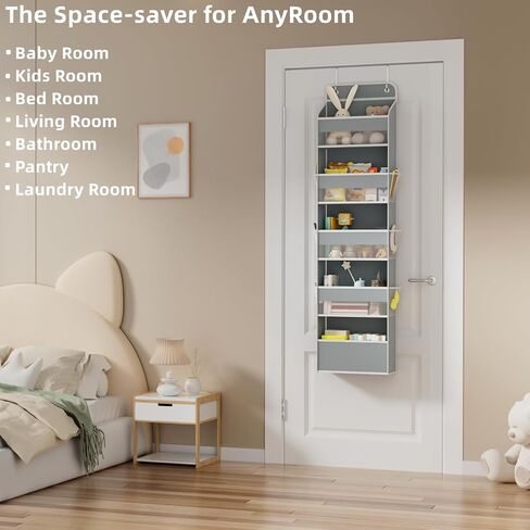 Over The Door Organizer, 5 Shelf Door Hanging Organizer with 6 Side Pockets, Anti Tilt 50lbs Weight Capacity Behind Door Storage for Bedroom, Bathroom, Pantry, Nursery, 1 Pack. (Black) in Saudi Arabia
