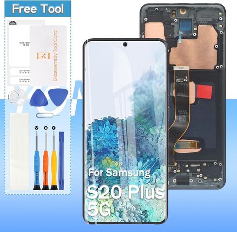 Screen Replacement for Samsung Galaxy S20 Plus/ S20 Plus 5G SM-G986 SM-G985 6.7" OLED LCD Display Touch Digitizer Assembly with Tools(Black with Frame) in Kuwait