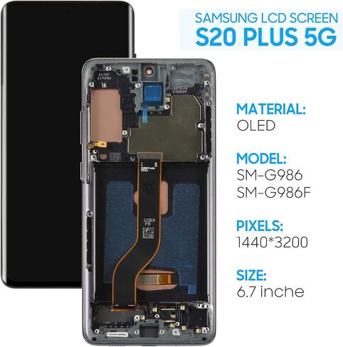 Screen Replacement for Samsung Galaxy S20 Plus/ S20 Plus 5G SM-G986 SM-G985 6.7" OLED LCD Display Touch Digitizer Assembly with Tools(Black with Frame) in Kuwait