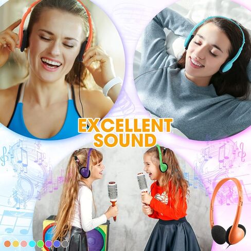 48 Pack Classroom Headphones Bulk Colorful Student Headphones Adjustable Headphone with 3.5 mm Plug Comfortable Library Headphone for Kid Adult School Classroom Museum Testing Airplane, 8 Colors in Saudi Arabia