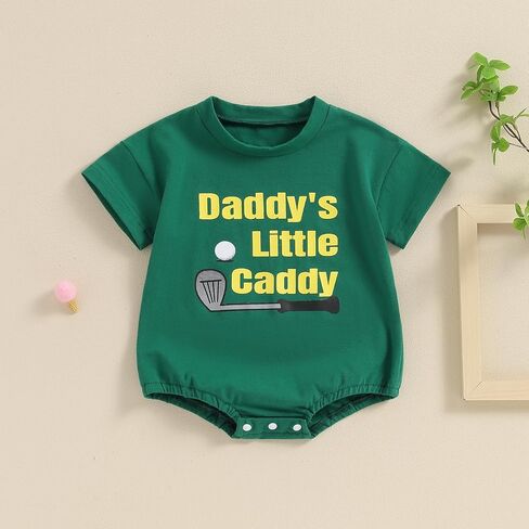 Baby Boy Girl Golf Outfits Letter Print Short Sleeve Bubble Romper Jumpsuit Newborn Baby Golfing One Piece Bodysuit in Saudi Arabia