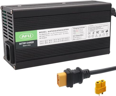 54.6V 10A Charger 13S 48V Li-ion Battery Smart Charger for Lipo/LiMn2O4/LiCoO2 Battery Charger Black Aluminum Case Safe and Durable (XT60 Male Plug) in Kuwait