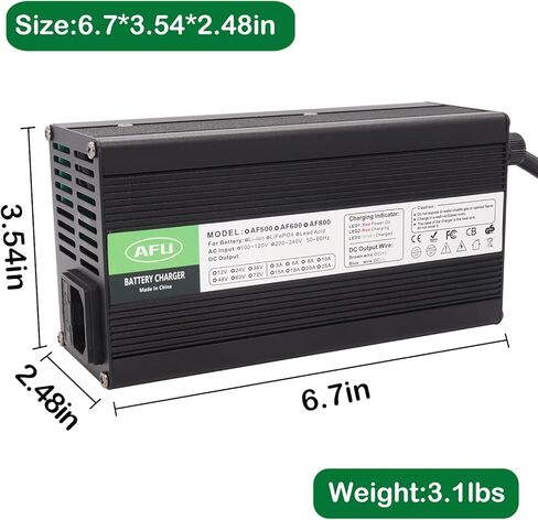 54.6V 10A Charger 13S 48V Li-ion Battery Smart Charger for Lipo/LiMn2O4/LiCoO2 Battery Charger Black Aluminum Case Safe and Durable (XT60 Male Plug) in Kuwait