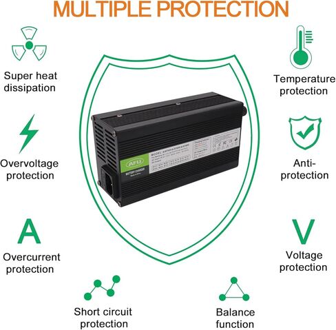 54.6V 10A Charger 13S 48V Li-ion Battery Smart Charger for Lipo/LiMn2O4/LiCoO2 Battery Charger Black Aluminum Case Safe and Durable (XT60 Male Plug) in Kuwait
