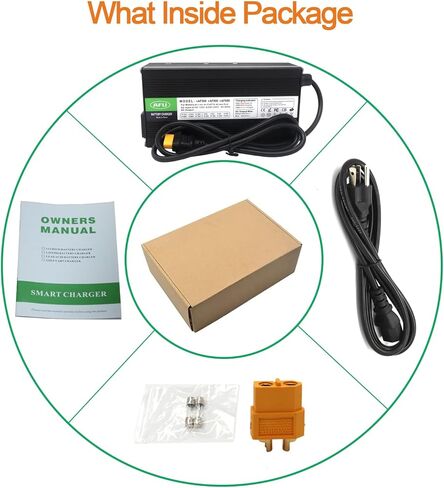 54.6V 10A Charger 13S 48V Li-ion Battery Smart Charger for Lipo/LiMn2O4/LiCoO2 Battery Charger Black Aluminum Case Safe and Durable (XT60 Male Plug) in Kuwait