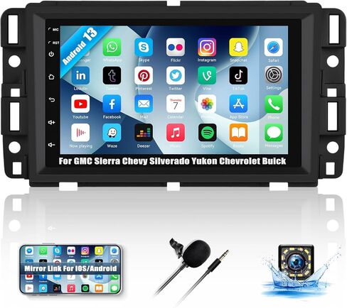 Android 13 Double Din Car Stereo for GMC Sierra Chevy Silverado Yukon Chevrolet Buick with WiFi GPS,7 Inch Touch Screen GMC Sierra Car Radio with Mirror Link,Bluetooth FM/RDS,SWC+Backup Camera in Saudi Arabia