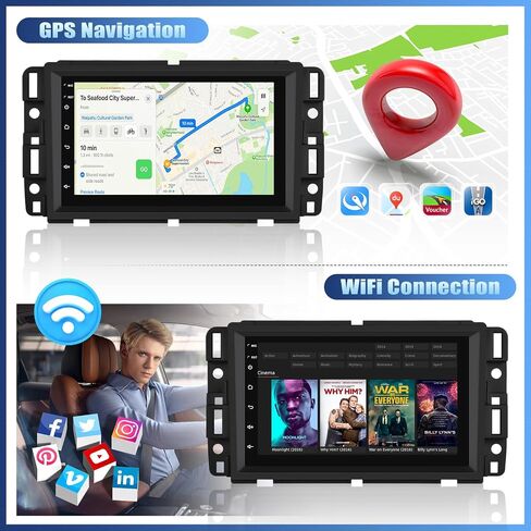 Android 13 Double Din Car Stereo for GMC Sierra Chevy Silverado Yukon Chevrolet Buick with WiFi GPS,7 Inch Touch Screen GMC Sierra Car Radio with Mirror Link,Bluetooth FM/RDS,SWC+Backup Camera in Saudi Arabia