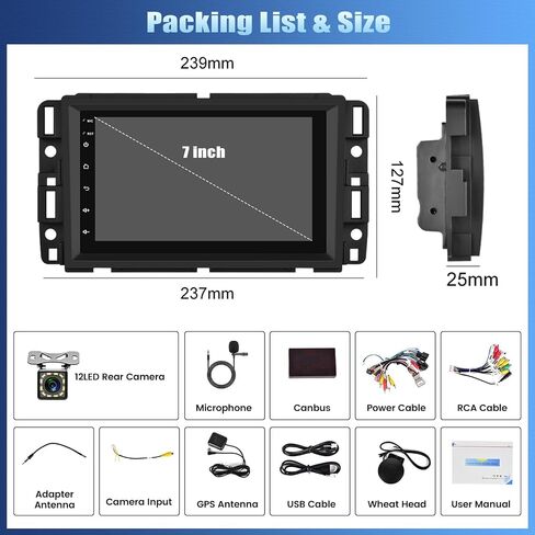 Android 13 Double Din Car Stereo for GMC Sierra Chevy Silverado Yukon Chevrolet Buick with WiFi GPS,7 Inch Touch Screen GMC Sierra Car Radio with Mirror Link,Bluetooth FM/RDS,SWC+Backup Camera in Saudi Arabia