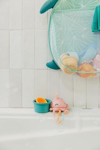 Oceana Bath Toy Organizer with Suction Cups by Copper Pearl: Extra-Large Mesh Bath Toy Holder for Bathtub, Quick-Dry Bath Toy Storage Net, Convenient Bath Toy Net for Tub - Wade in Saudi Arabia